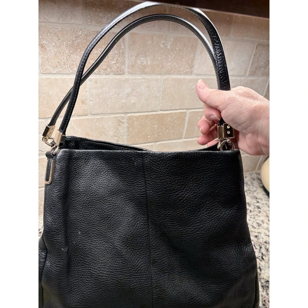 Coach Madison Phoebe Black Pebbled Leather 3 Compartment Hobo Shoulder‎ Bag EUC